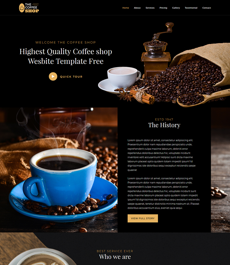 Coffee Shop Website Template Collection