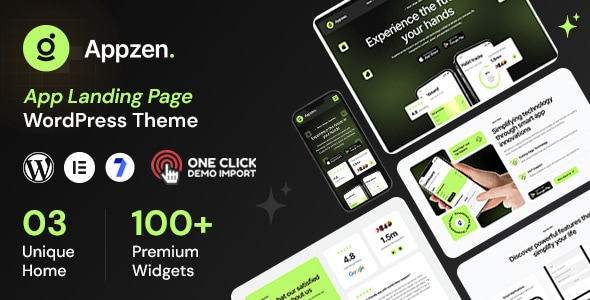 Appzen – App Landing Page WordPress Theme