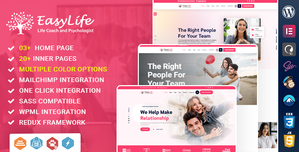 EasyLife - Life Coach Consultant WordPress Theme + RTL Layout