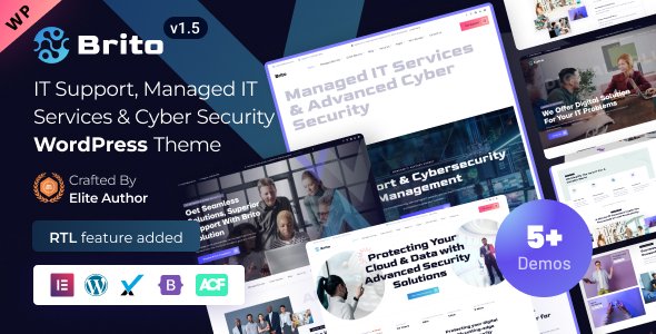 Brito - Managed IT Services & Cyber Security Solutions Elementor WordPress Theme
