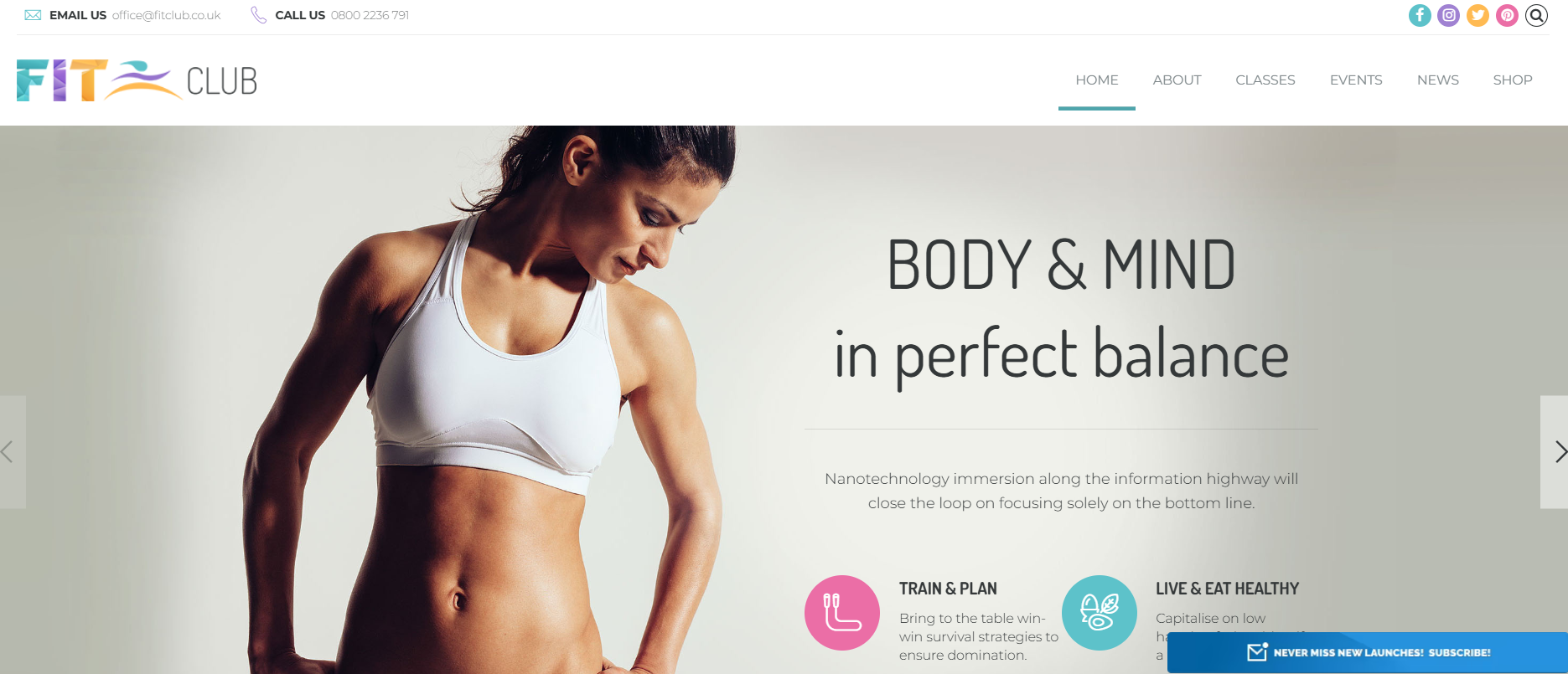Fitness Club – Health & Fitness WordPress Theme