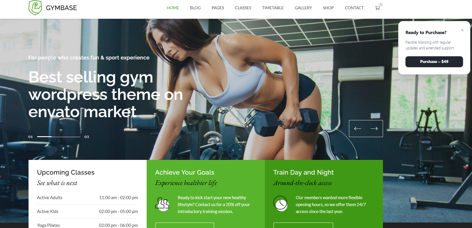 GymBase – Responsive Gym Fitness WordPress Theme