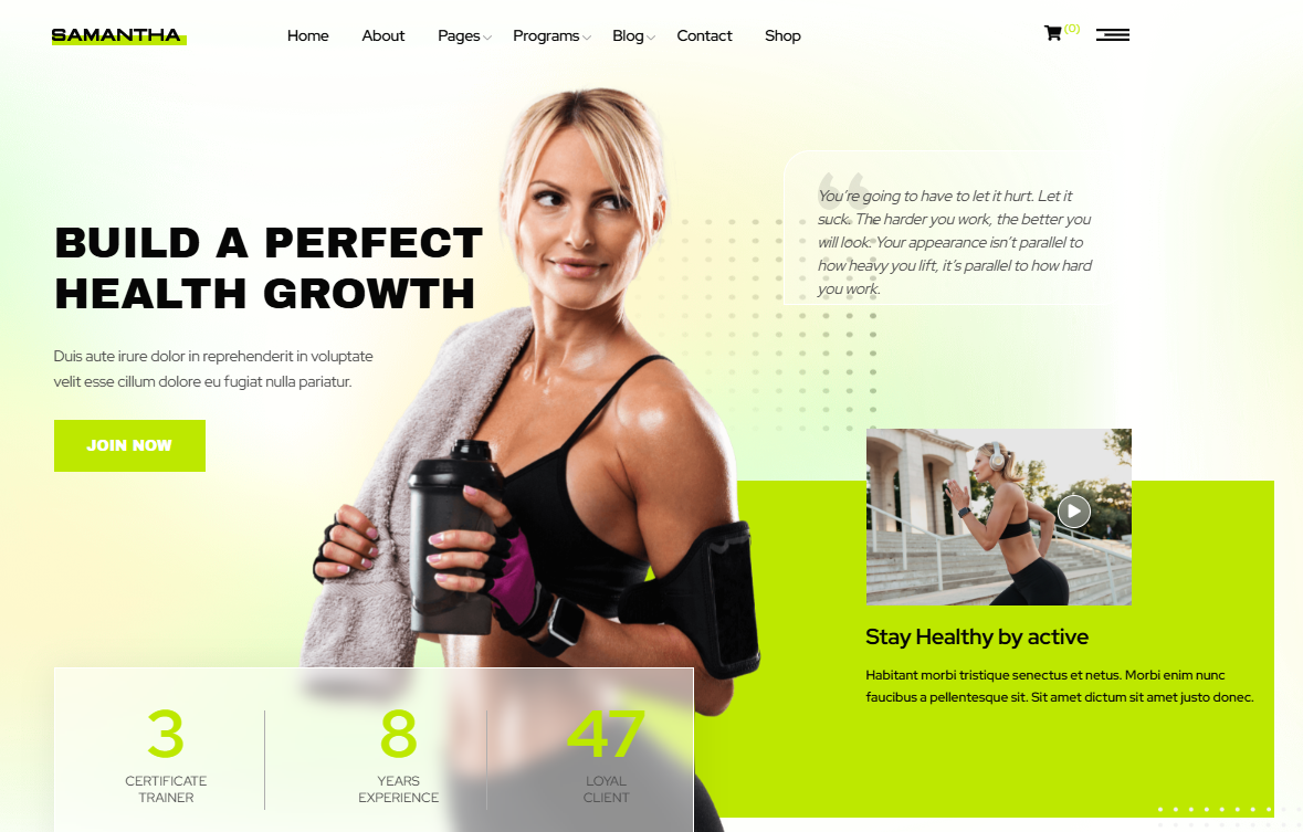 Samantha – Fitness WordPress Theme