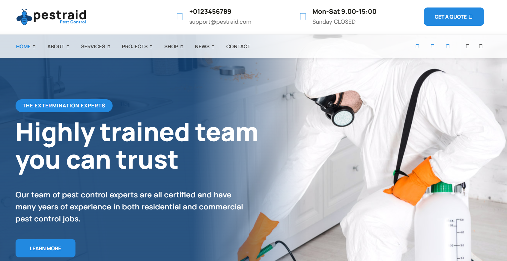 PestRaid – Pest Control WordPress Theme