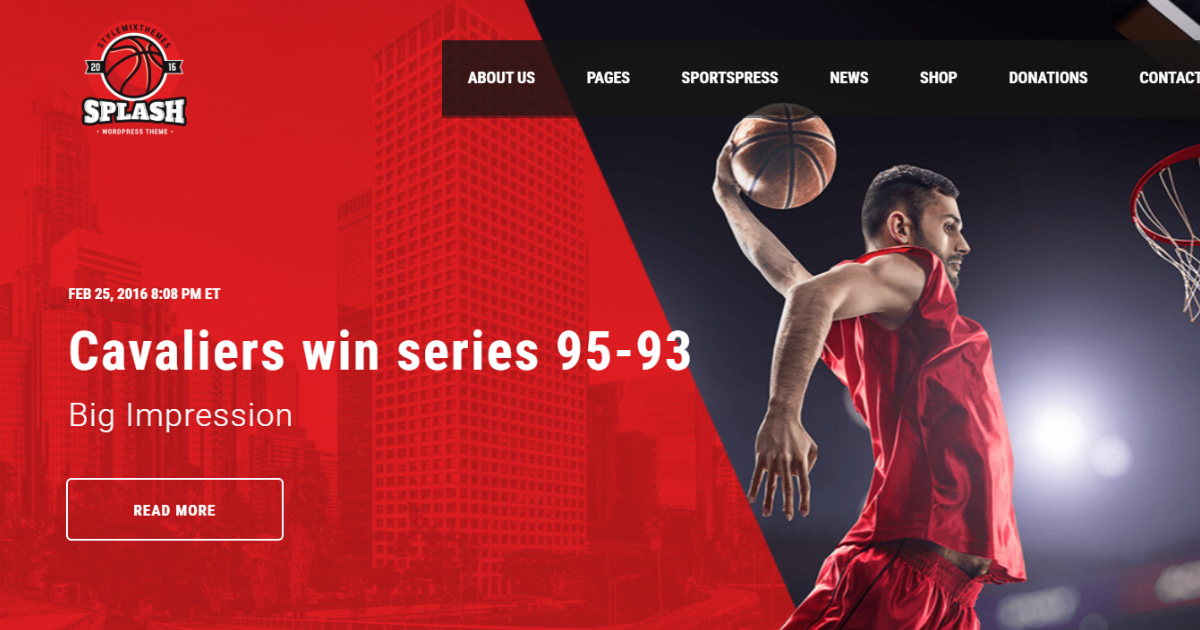 Splash – Sport Club WordPress Theme for Basketball, Football, Hockey