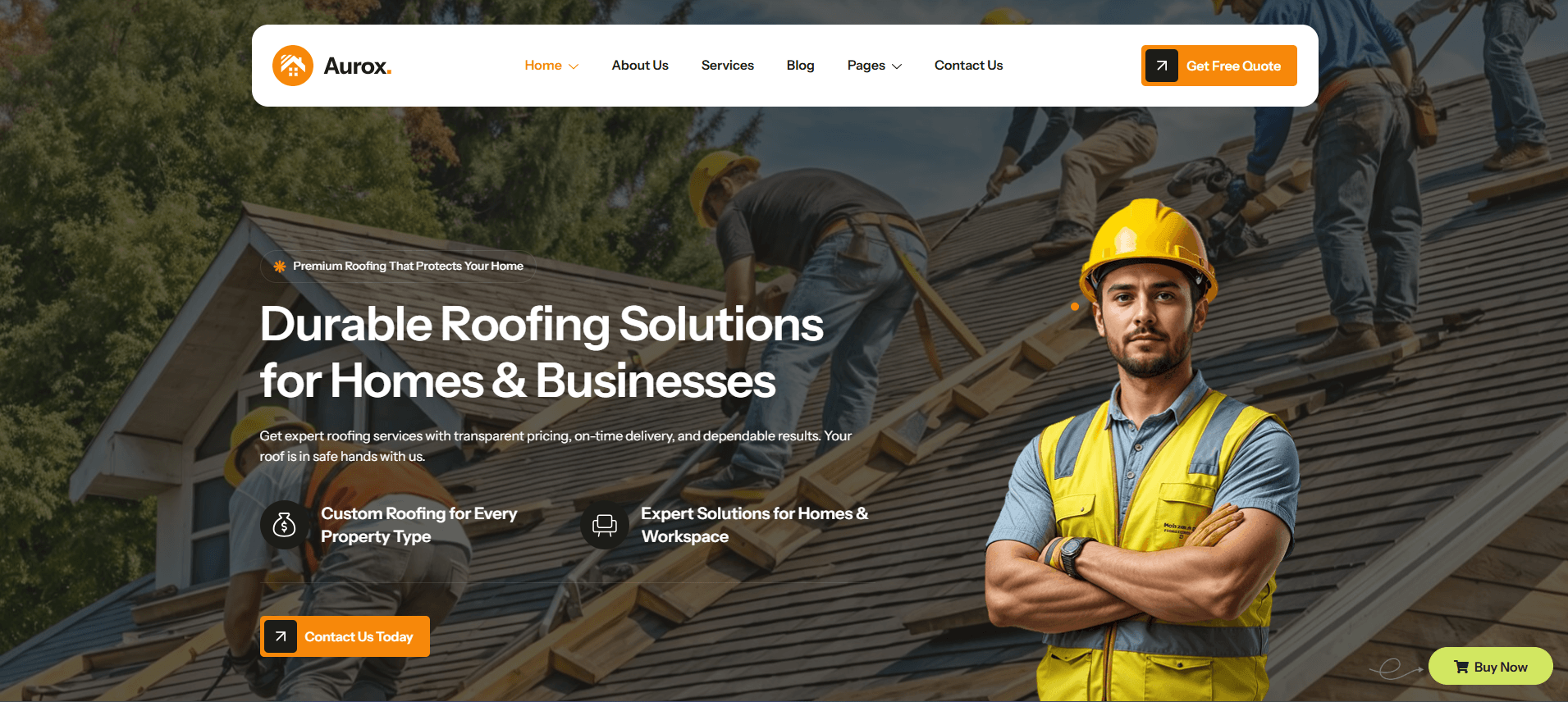 Aurox - Roofing Solutions WordPress Theme