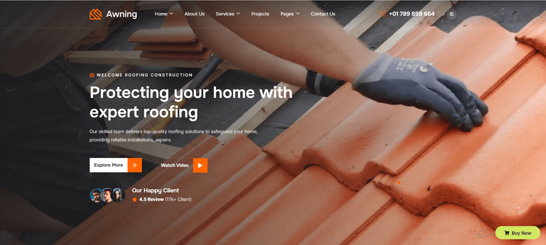 Awning - Roofing Services WordPress Theme