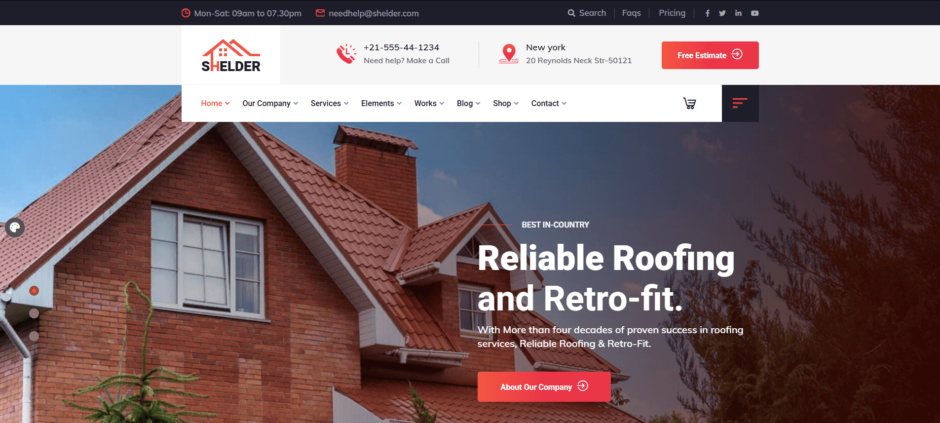 Shelder - Roofing Services WordPress Theme + RTL