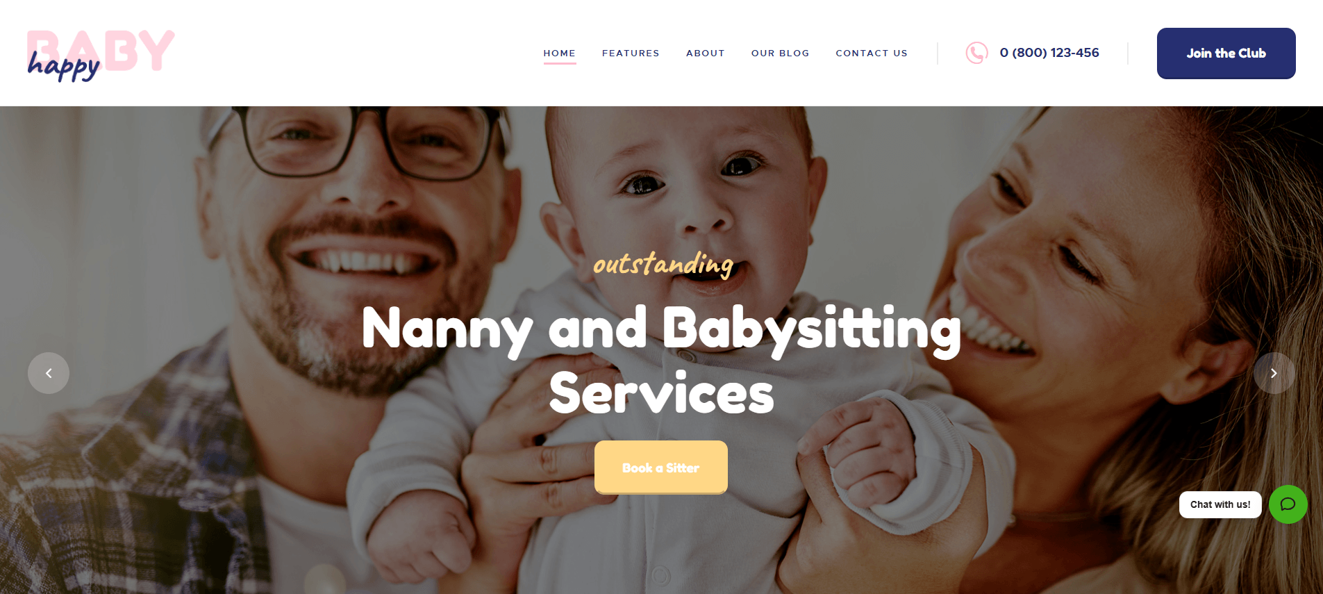 Happy Baby | Nanny & Babysitting Services Children WordPress Theme