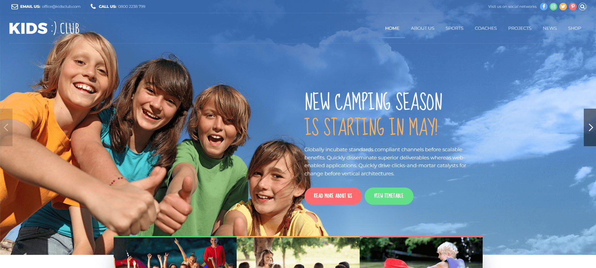 Kids Club - Kindergarten, School & Camp WordPress Theme