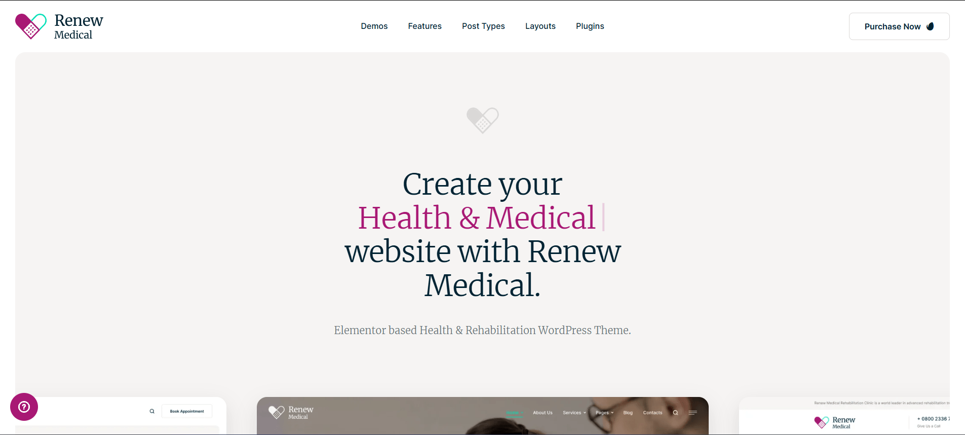 Renew Medical - Physiotherapy & Rehabilitation Clinic Medical WordPress Theme