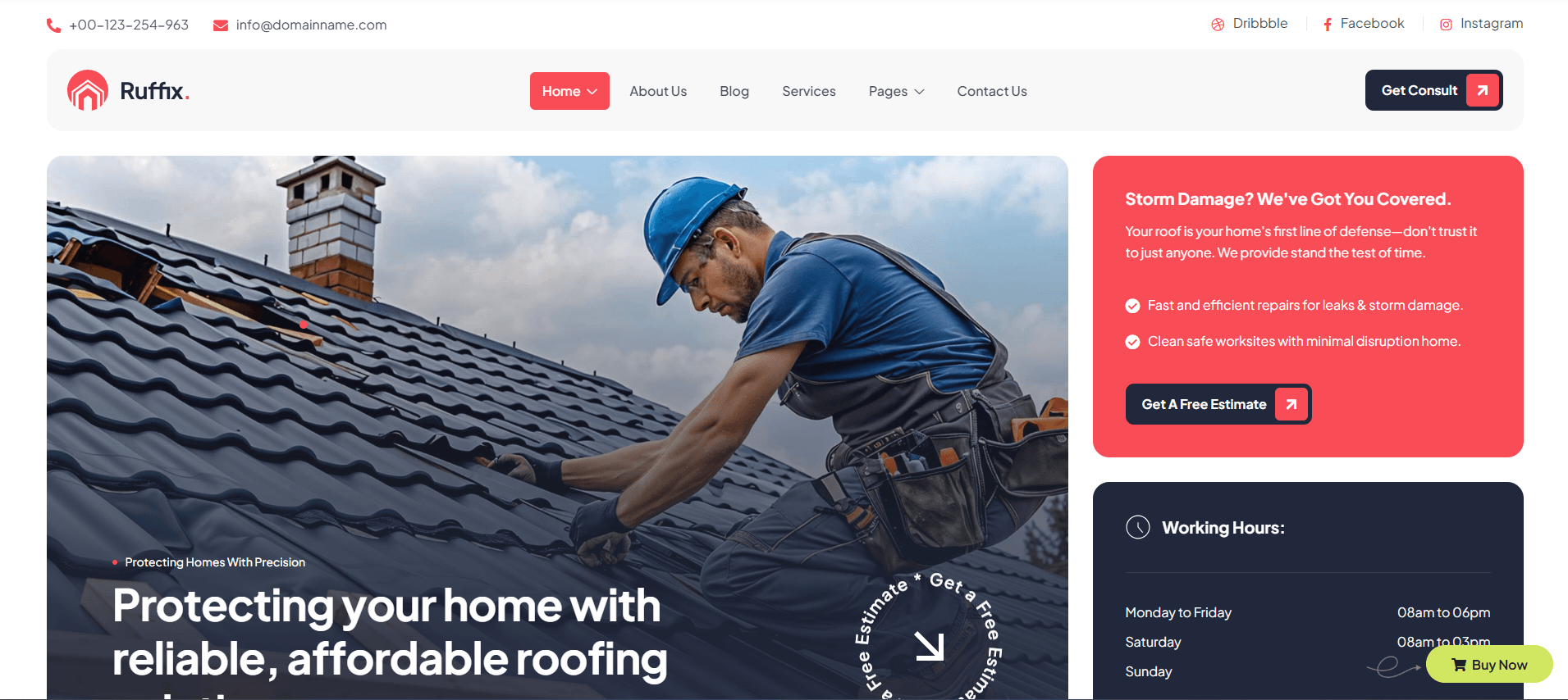 Ruffix - Roofing Service WordPress Theme
